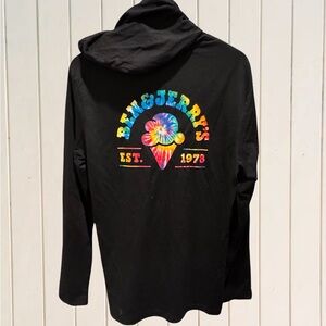 Rare Ben & Jerry's Lightweight Black staff Hoodie with Tie Dye Logo
